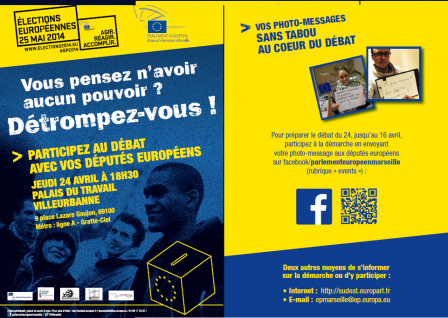 Flyer de la réunion « L'Europe en débat — Débat entre les citoyens et des députés européens »